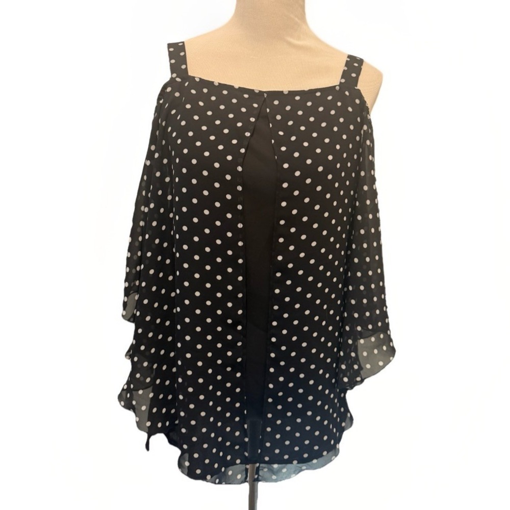 Michael‎ Tyler Black and White Polka Dot Top Sleeveless Blouse Petite Small